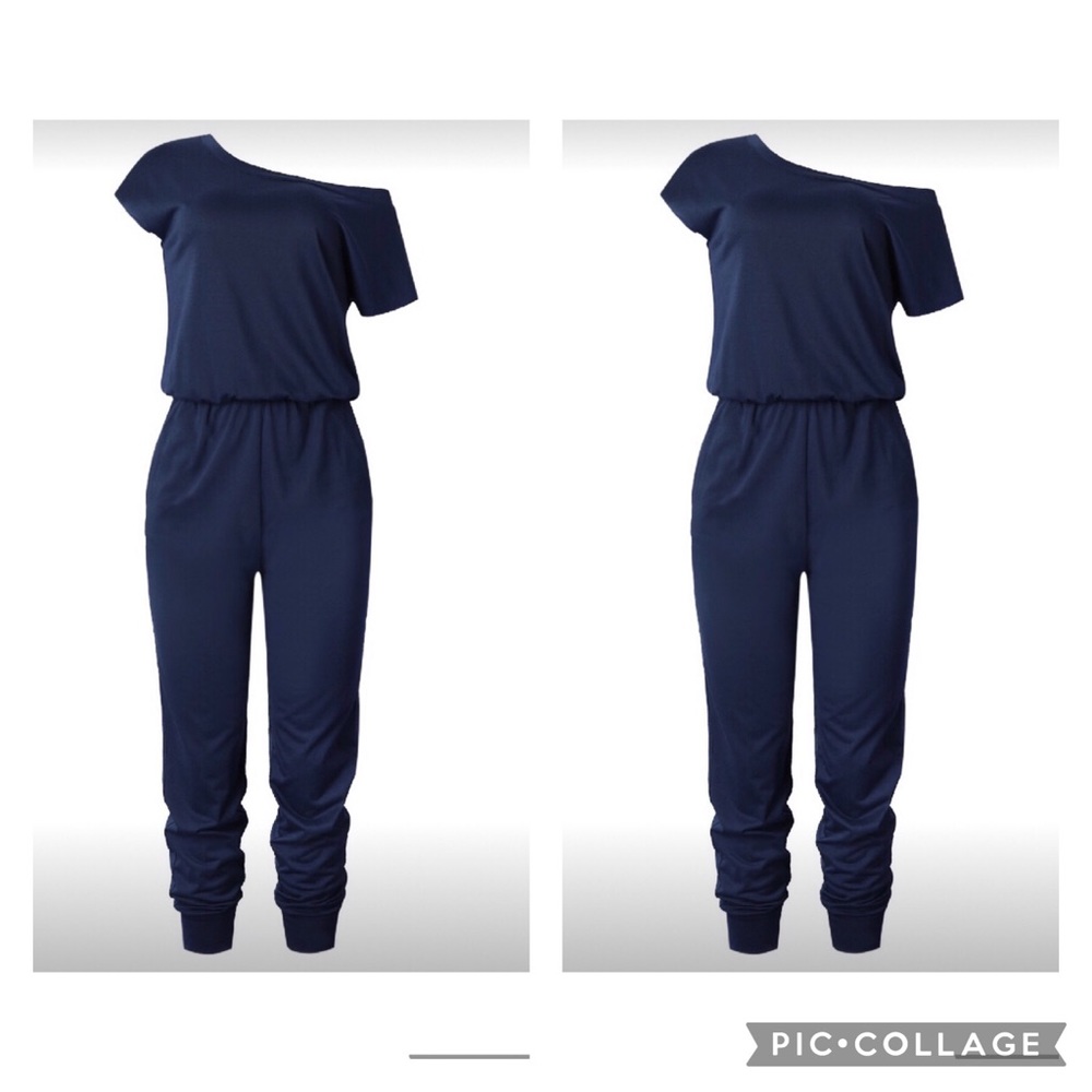 Cute Navy off the shoulder romper